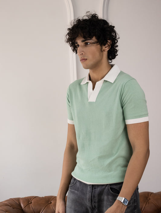 Buttonless Club Polo (Sea-Foam)